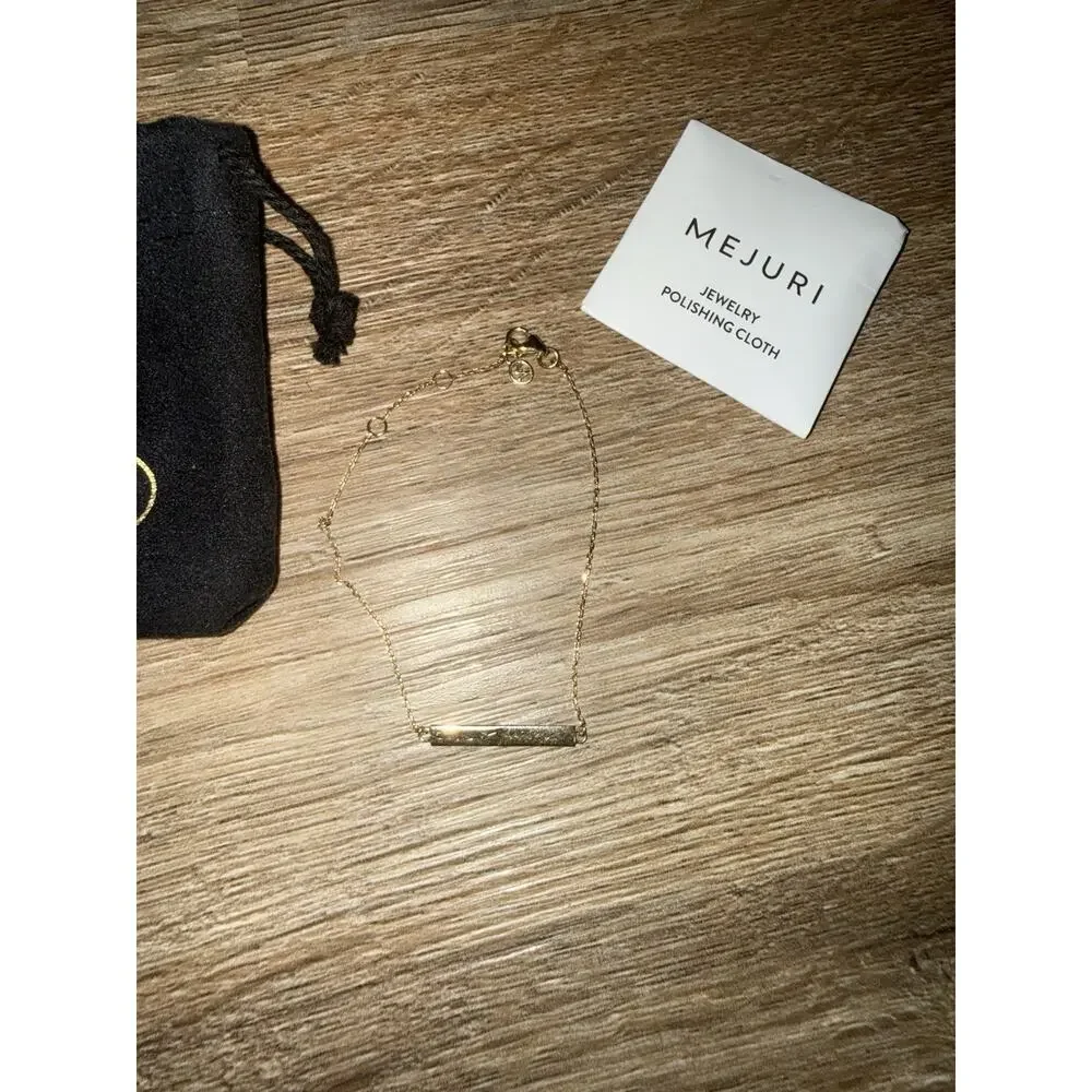 Mejuri Solid Gold Engravable Bar Bracelet Thin Fine Chain Minimalist Jewelry